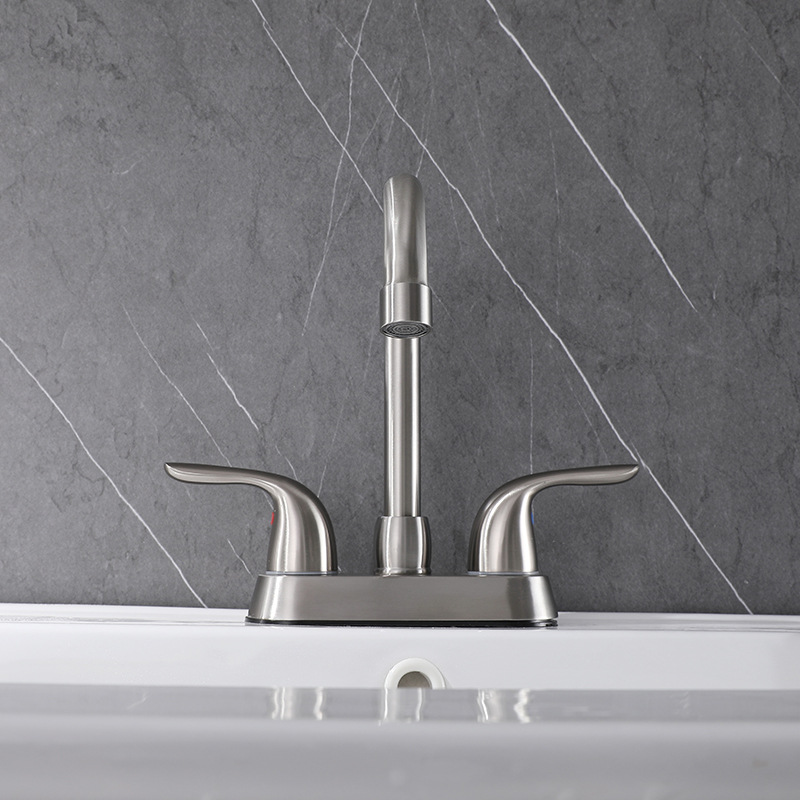 Comercio exterior transfronterizo grifo de lavabo de estilo americano de 4 pulgadas de doble mango lavabo de baño grifo frío y caliente