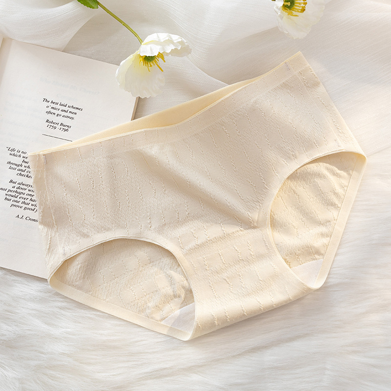 Nueva jacquard algodón antibacteriano entrepierna chica Otoño e Invierno desnudo piel-friendly Mediados de cintura sin costuras cadera-libre cómoda más ropa interior de tamaño