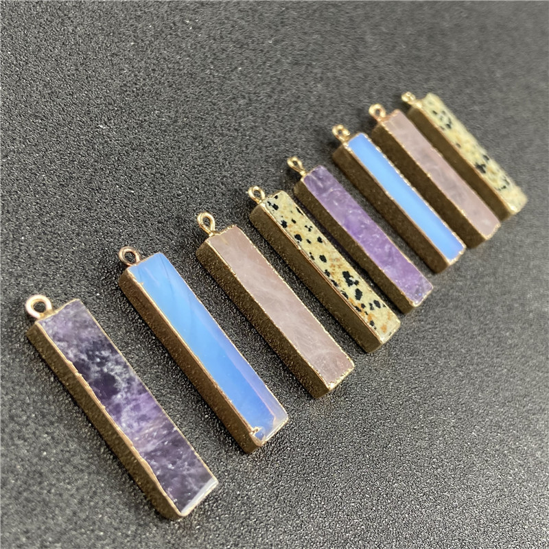 5g Weight Pendant Necklace Classification Polishing Design White, Purple Color Retro Rectangle Faceted Gemstone Wholesale Diy Material 1