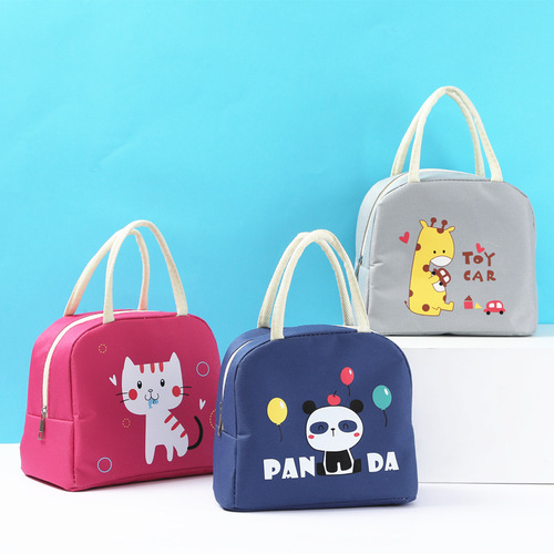 Genna's new cartoon lunch bag, insulated bag, Oxford cloth lunch bag with rice, animal pattern portable lunch box bag