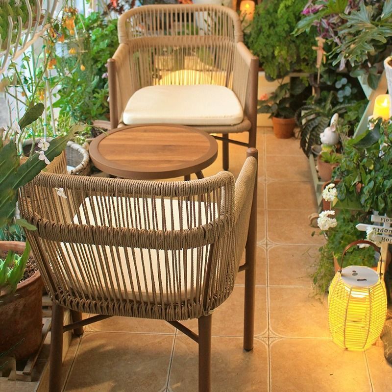 Meiqiyechuan Rattan Chair Three-Piece Set Balcony Small Table and Chair Coffee Table Combination Outdoor Courtyard Garden Open-Air Leisure Chair