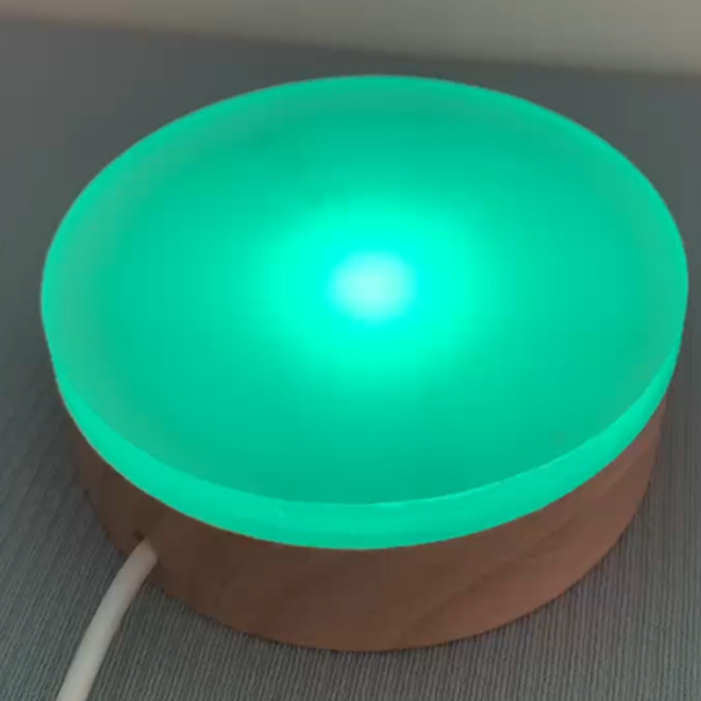 Yonii plus placa gruesa luz nocturna de arte de madera redonda luz ambiental esmerilada base luminosa de madera maciza base de aromaterapia conexión USB
