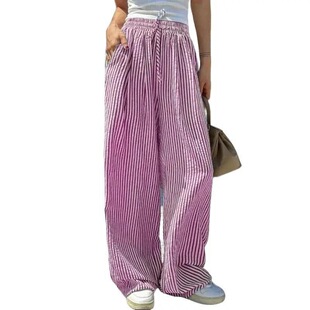 M 27591 Women's Striped Straight Leg Pants �l�yֱͲѝ ��