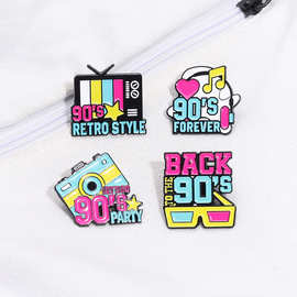 新品创意电视机相机墨镜卡通图案造型潮流时尚装饰品金属胸针