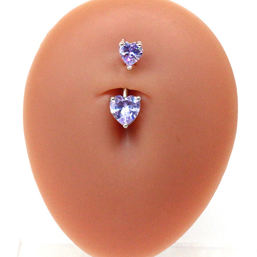 Gabby European and American cross-border heart-shaped navel ring navel ornaments navel nails stainless steel navel ring copper pieces inlaid with zircon navel ring