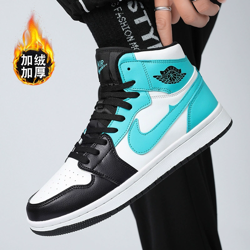 Factory Direct Sales Aj Men's Shoes Winter Velvet Warm Fashion High-Quality High-Top Sneakers Youth Versatile Sports Shoes