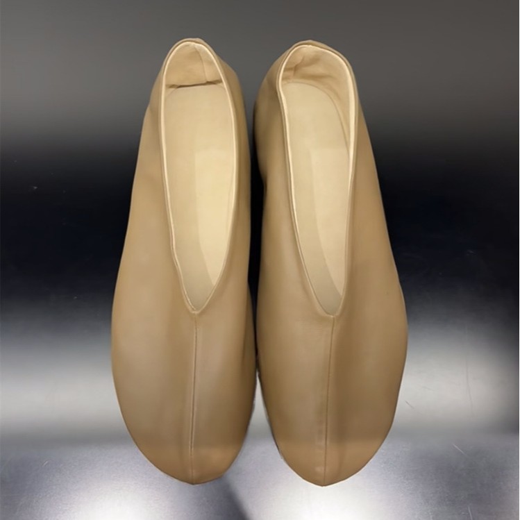 羊皮版～圆头浅口一脚蹬平底小皮鞋女真皮韩版百搭简约单鞋瓢鞋