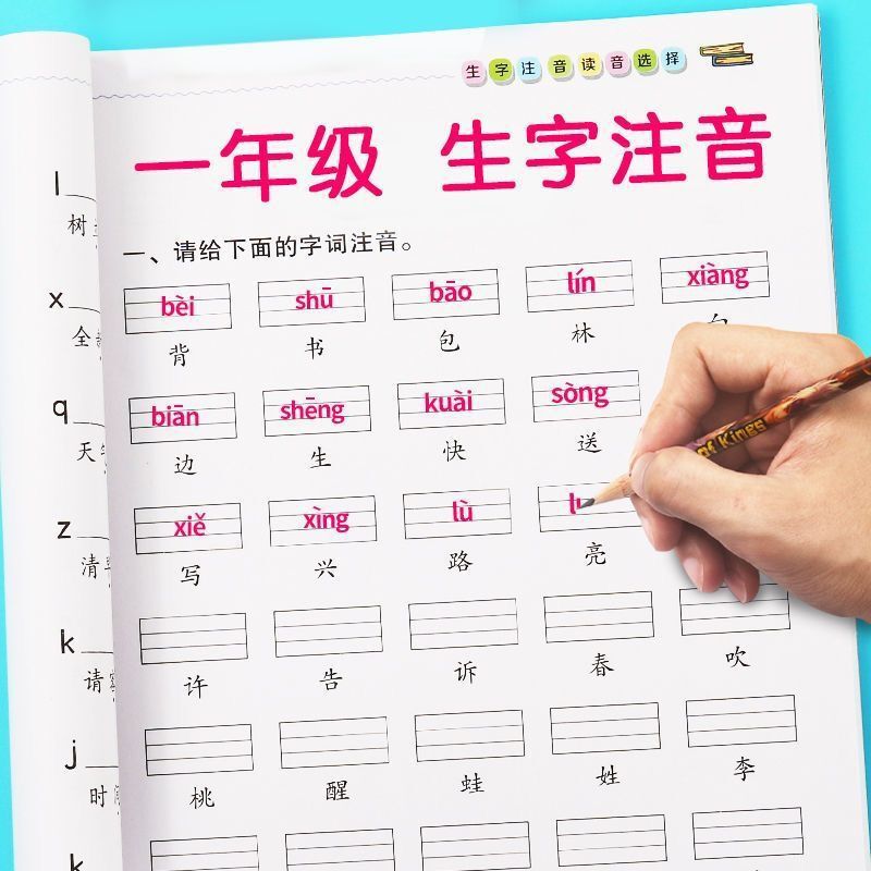 First Grade Chinese Pinyin Intensive Special Training for New Words with Phonetic Notation and Pinyin Writing Exercises for First Grade Students