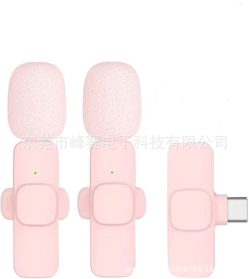Pink K1K9 micrófono de clip de cuello inalámbrico uno a dos teléfono móvil en vivo grabación al aire libre radio micrófono pequeño con reducción de ruido