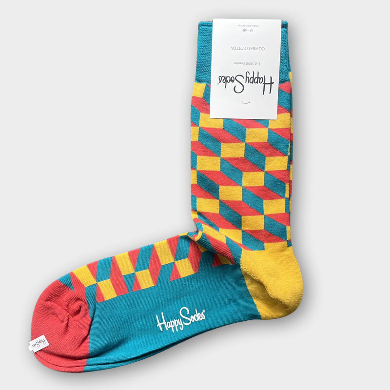 ハッピーソックス メンズソックス ミドル丈 コーマ綿 吸汗消臭 通気性 スウェーデン製 おしゃれ カラフル 薄手