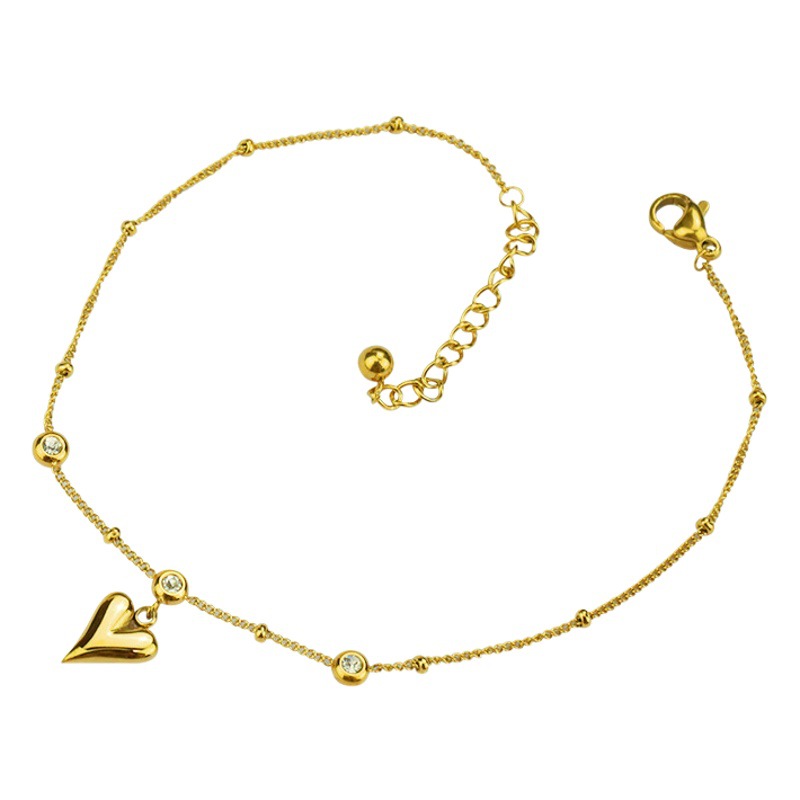 2021 nuevo 18K Golden Love Crystal tobillera mujer INS en línea rojo moda Mori diseño de nicho no se desvanece Qixi