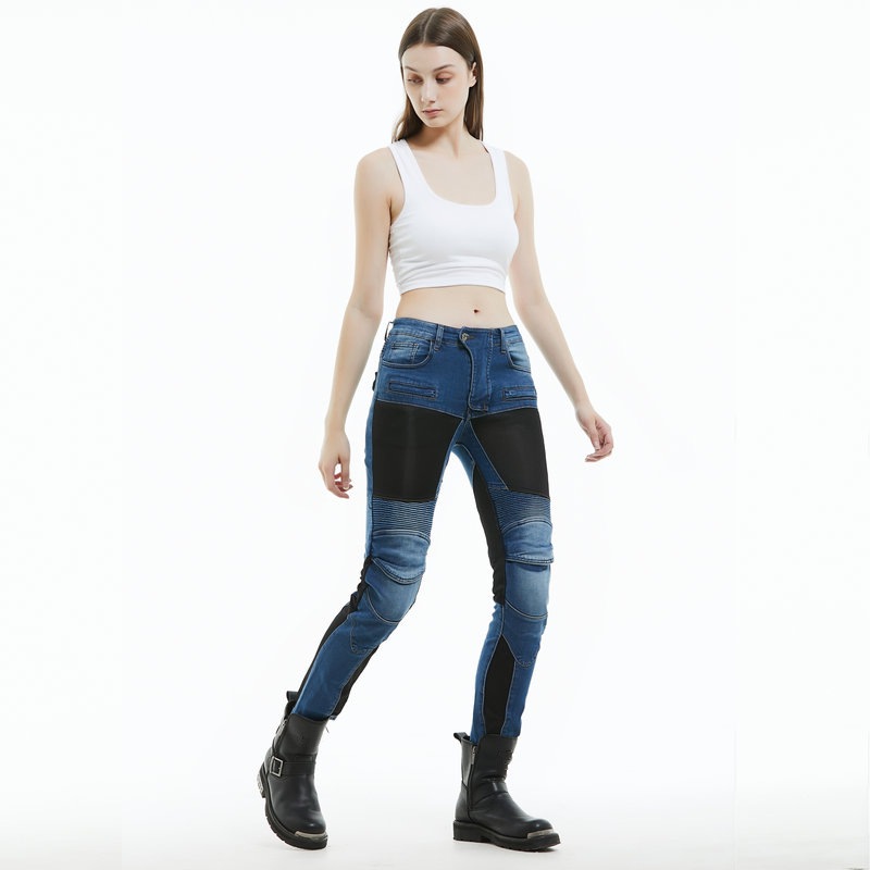 VOLERO motocicleta jeans Mujer Caballero verano malla transpirable motocicleta resistente a la caída ciclismo pantalones de silicona equipo de protección