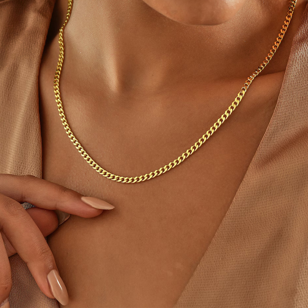 Lina Girl St.delan Cubaanse ketting voor mannen en vrouwen, roestvrijstalen halsketting, klassiek en veelzijdig, 14k verguld, choker, grensoverschrijdende groothandel_voghion.com