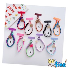 雙色編織手機掛繩防丟手腕繩多巴胺彩色雙邊手機短繩圓形鑰匙鎖