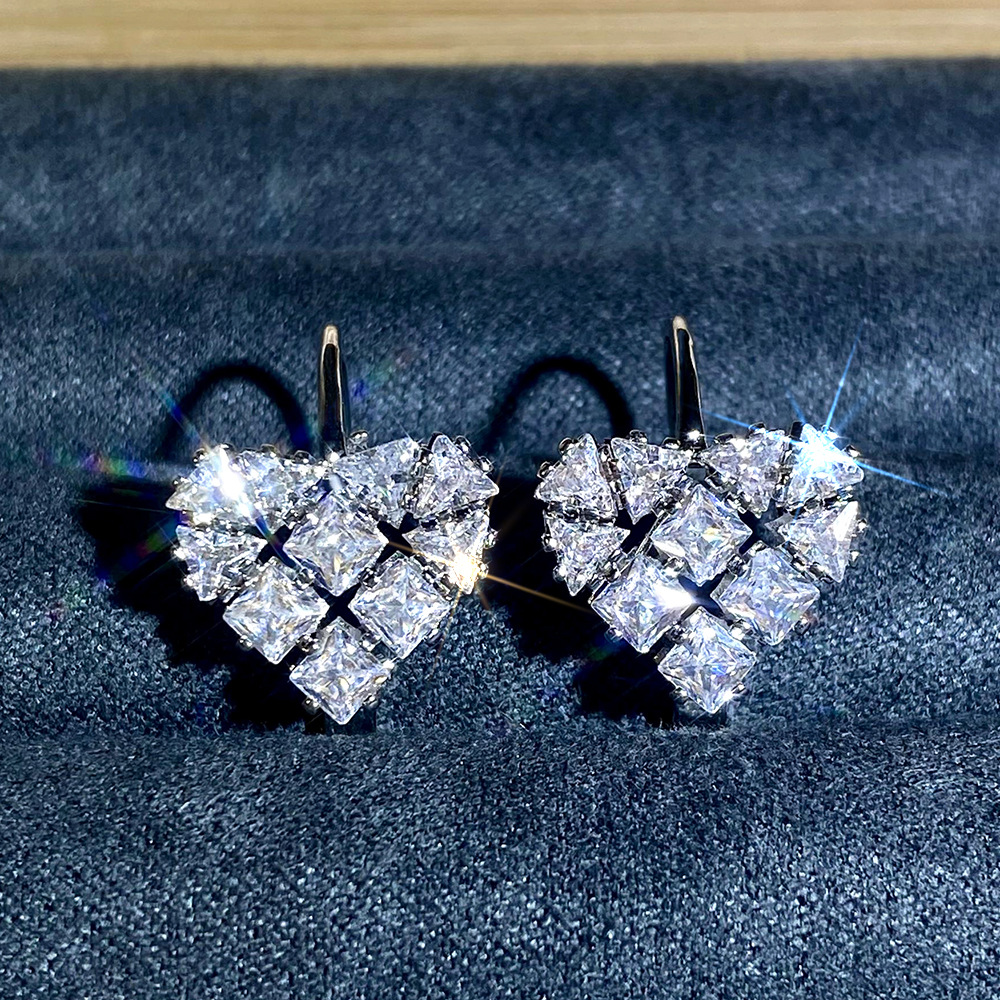 8g Weight 304 Stainless Steel Ear Needle Material Zircon Inlay Material Earrings Classification 1 Pair Quantity Holiday, Daily Occasion Copper Material Heart Shape Pattern All Seasons Season Women's Gender Modern Style Style 1 Pair Modern Style Heart Shape Copper Zircon Earrings 4