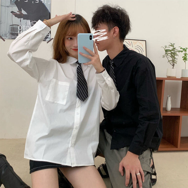 Autumn New Hong Kong Style Casual Long-sleeved Shirt Loose Western Style Top Women's Large Size Chubby Girl Design Sense Fashion Shirt