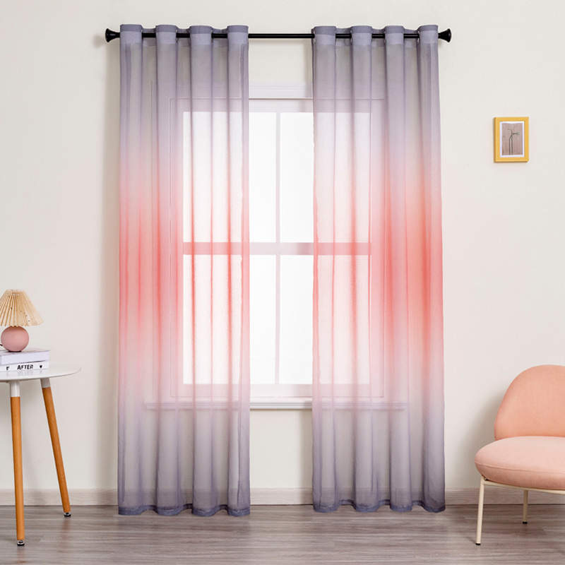 Cross-border special for modern simple three-color gradient up and down semi-shading finished curtain transparent non-transparent window screen fabric Cross-border special for modern simple three-color gradient up and down semi-shading finished curtain transparent non-transparent window screen fabric