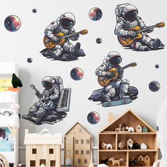 外貿音樂宇航員吉他星球臥室客廳家居裝飾牆貼貼紙自粘批發跨境