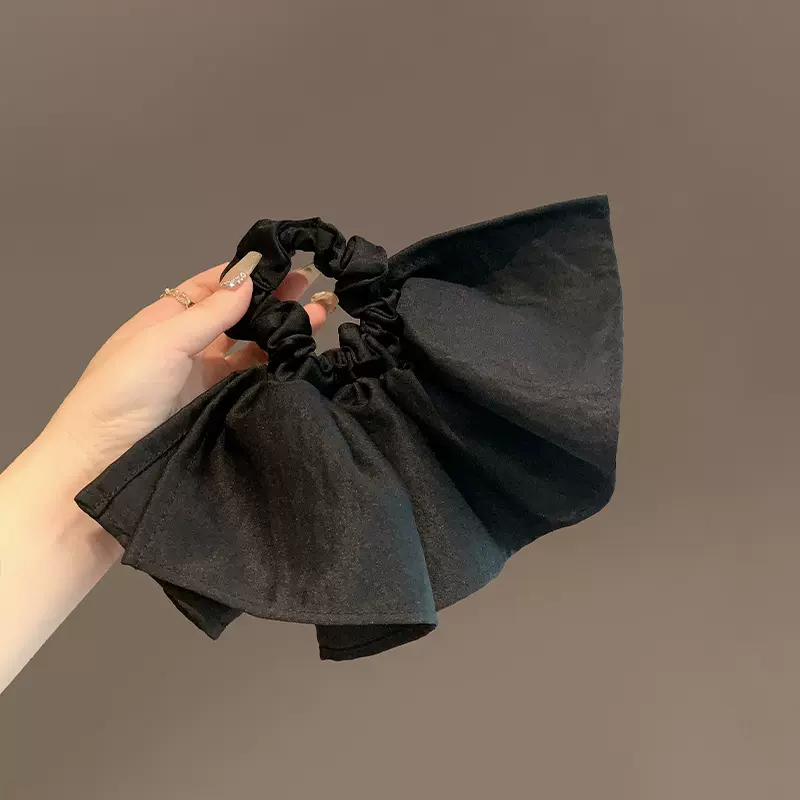 简约韩版气质黑色布艺肥肠圈时尚洋气裙摆发绳发饰盘发新款头圈女