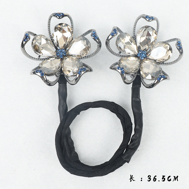 Platino Siya rizador de pelo cristal flor perezoso updo bola cabeza accesorios para el cabello 2023 Nueva gama alta hecha a mano updo varilla