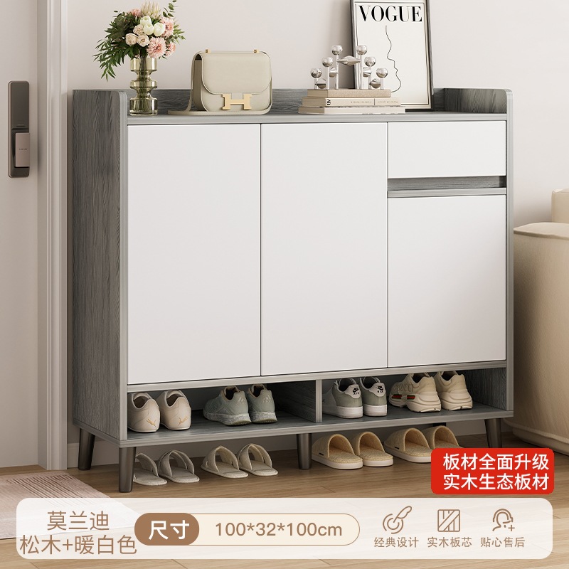 廊下の下駄箱の家庭用入り口の廊下の室内は戸口の外の玄関の戸棚の新型の2024木の色の靴の棚に入ります。