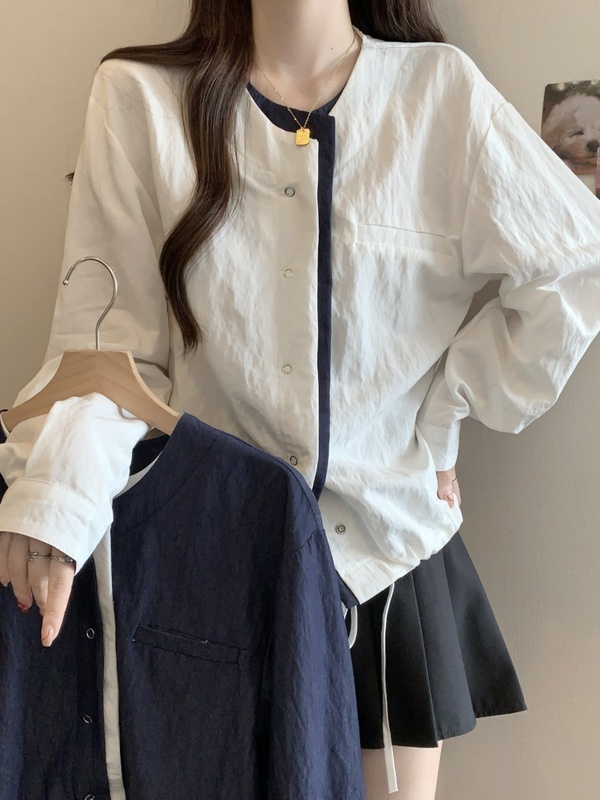 2025早秋新款chic感假两件时尚洋气衬衫大码女装胖mm开衫外套|undefined