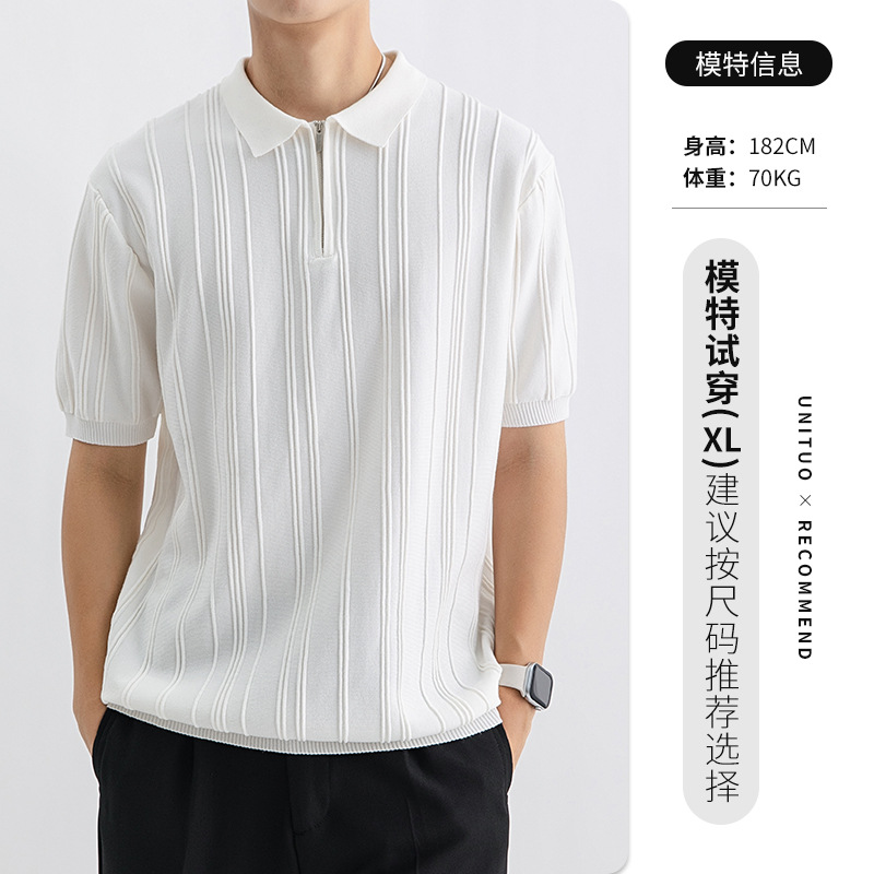 El antiguo estilo de hielo para hombres polo camiseta de manga corta para hombres negocios casual con cuello delgado camiseta de alta calidad para hombres