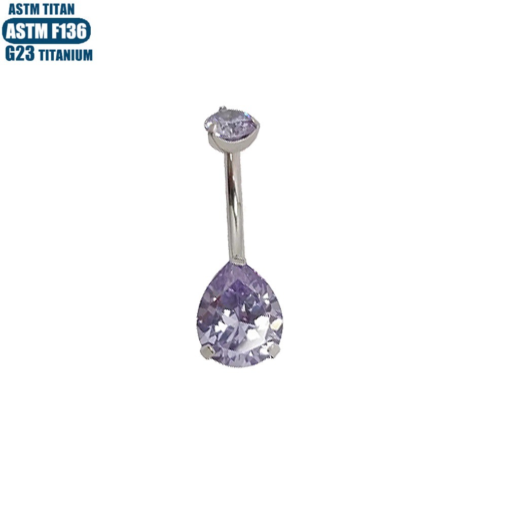 Titanium Alloy Drop Shaped CZ Navel Ring with Inner Threading Belly Button Jewelry DQ037 detail image 10