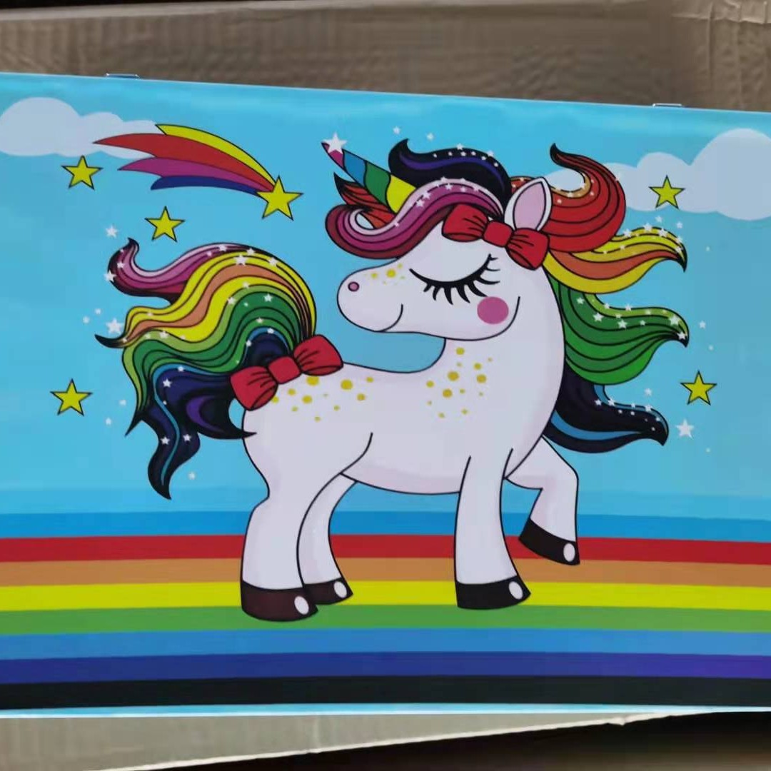 Caja de aluminio de doble capa de 145 piezas Traje de pintura de acuarela para niños Caja de regalo Herramienta de pincel de arte para estudiantes