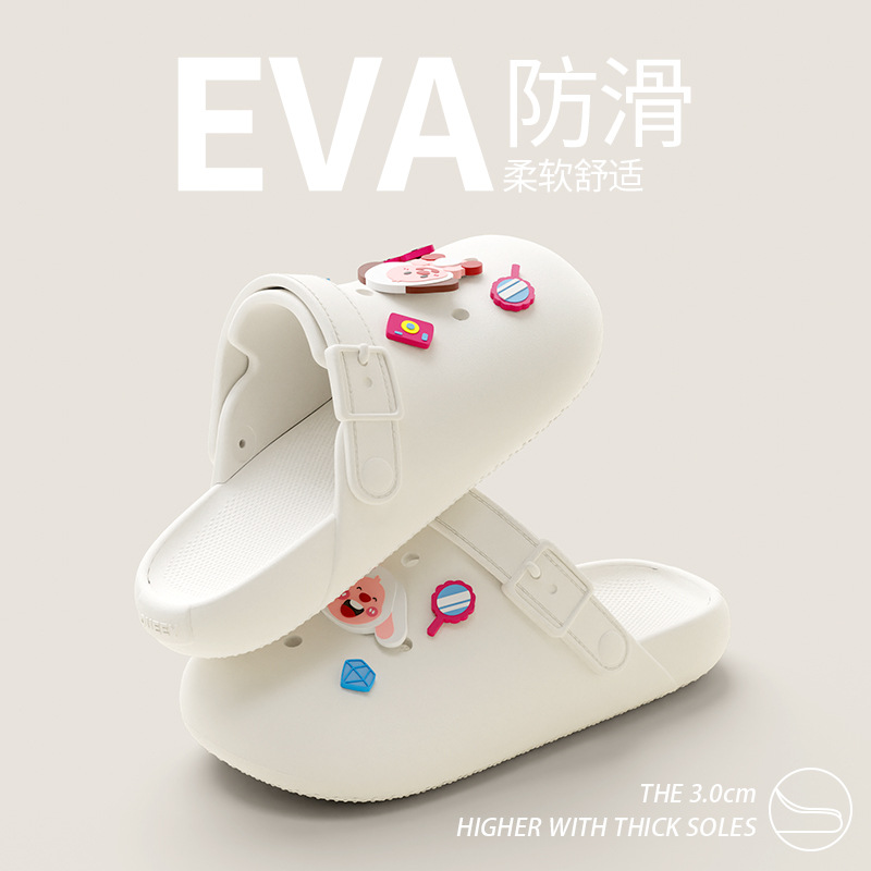 Crocs de sola grossa 2026 novas mulheres verão outerwear antiderrapante sapatos de praia com sensação de merda sandálias e chinelos baotou para homem