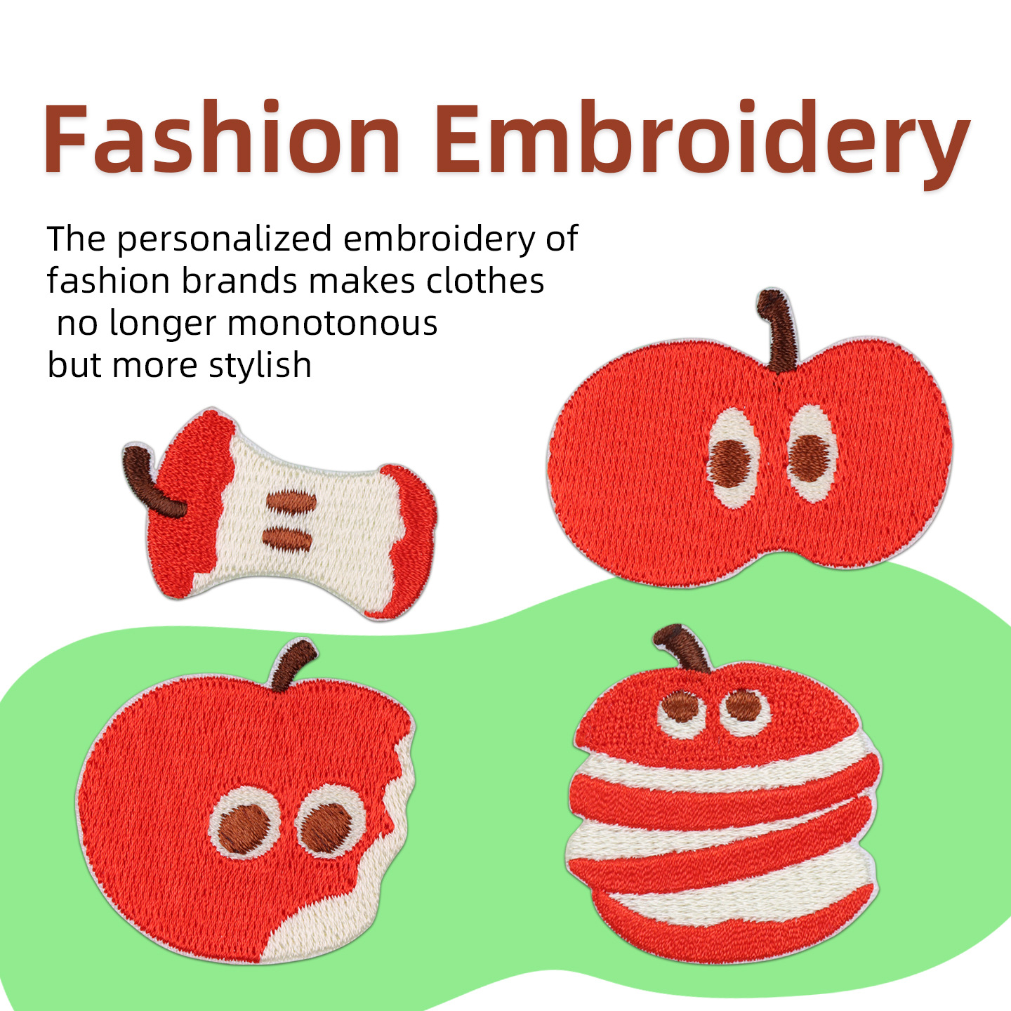 趣味苹果自粘刺绣布贴个性红色小号衣服裤子装饰补丁贴修补贴贴花