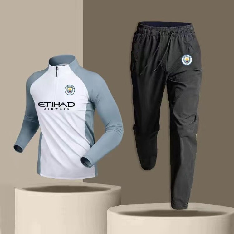 2324 juego de entrenamiento de fútbol masculino primavera y otoño rápido seco deporte de carrera dos piezas juego de cuello medio cremallera pantalones de manga larga