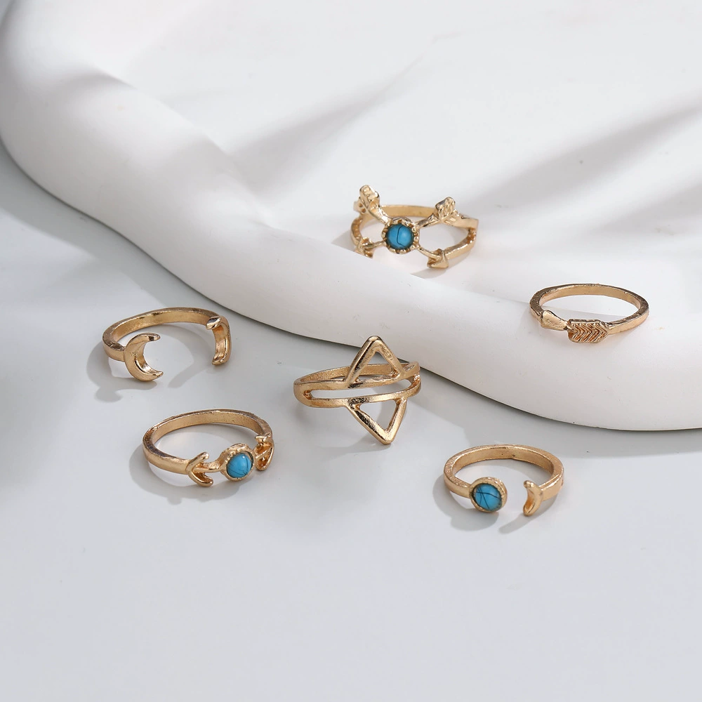 Retro turquoise triangle, набор, кольцо, 5 штук, оптовая продажа, Amazon