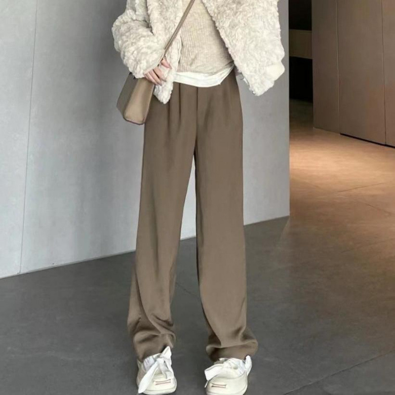 美式复古穿搭女装秋冬加厚新款短款刺绣外套夹克阔腿裤两件套装潮|undefined