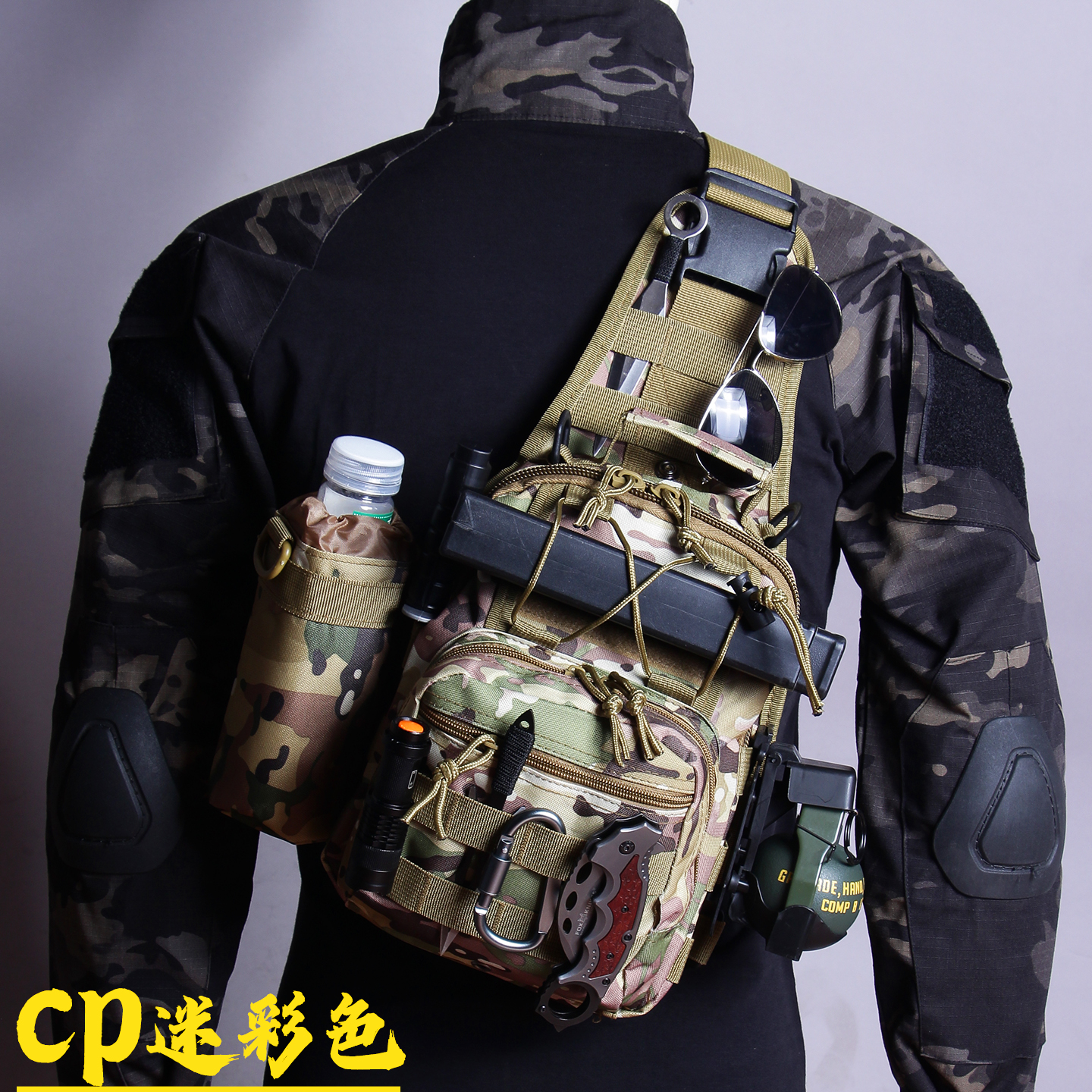 Camuflamiento al aire libre montañismo montar mochila multifuncional bolso táctico ligero bolso de pecho de viaje casual bolso de pecho de hombre deportivo