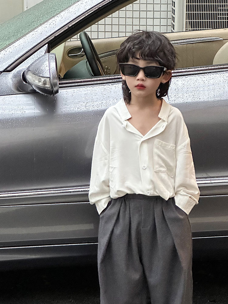 Детская осенняя однотонная рубашка, детская одежда, в корейском стиле