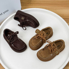 儿童真皮勃肯鞋2025秋季新款女童复古豆豆鞋男童英伦小皮鞋中大童