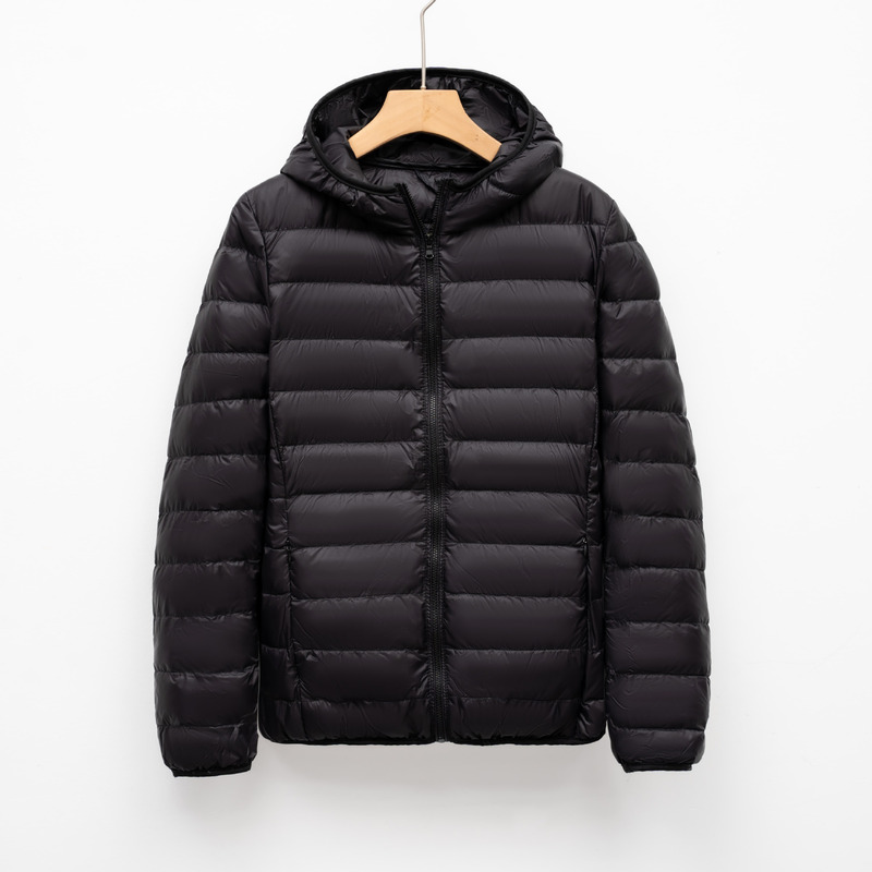 Pinghu Chi New Simple All-match Casual New Light and Thin Black Women's Down Light Women's Hooded Down Jacket