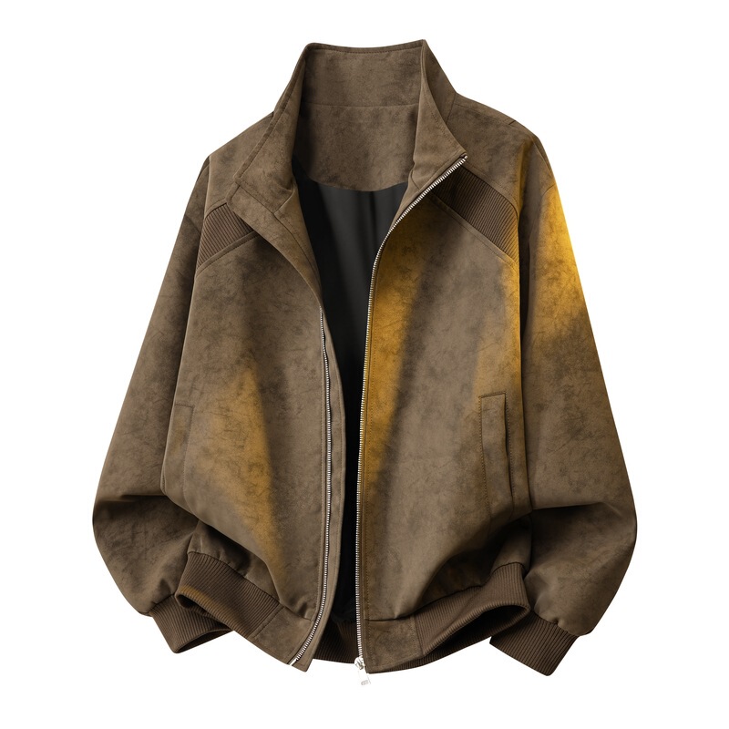 2026cleanfit Men's Short Jacket, Autumn American Style Patchwork Stand Collar Aviator PU Leather Jacket, Foreign Trade Men's