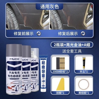 repair, black car paint repair — Sheet Metal Spray Repair - universal-gray2-bottles-glossy-gold-oil-a-wax-comes-with-a-complete-set-of-tools