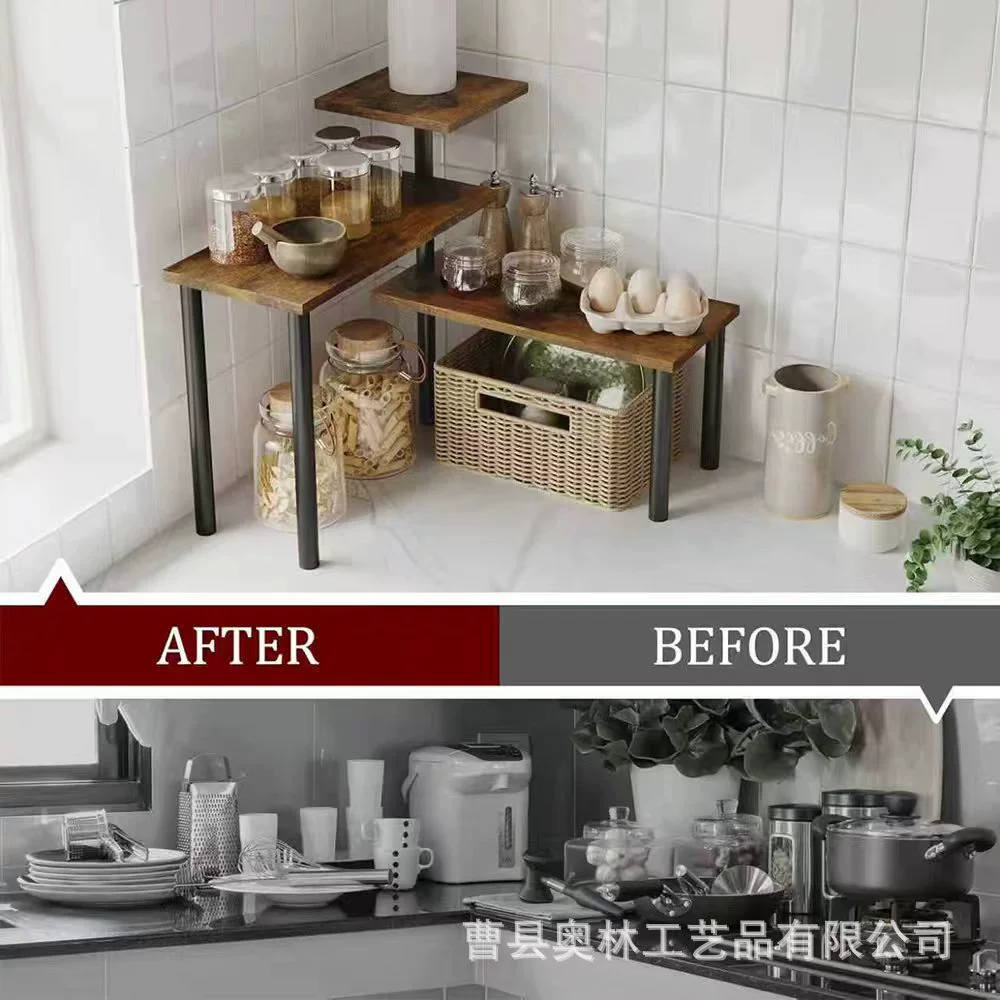 Cross-border kitchen countertop corner multi-layer seasoning storage rack multi-function bathroom corner storage rack against wall