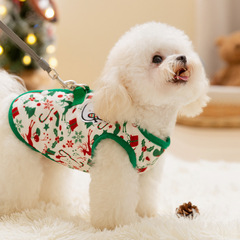 秋と冬の犬クリスマス雪だるまカーディガンベストフリースコート牽引バックル付き小型および中型犬猫ペット服