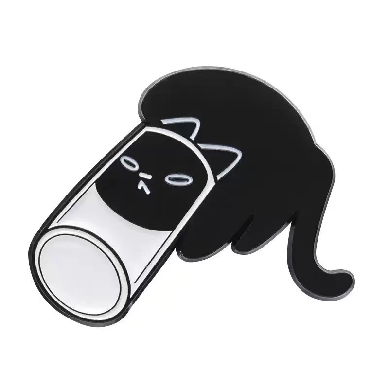 卡通搞怪小黑猫胸针个性黑色小猫可爱液体猫咪黑猫合金包包配饰品|undefined