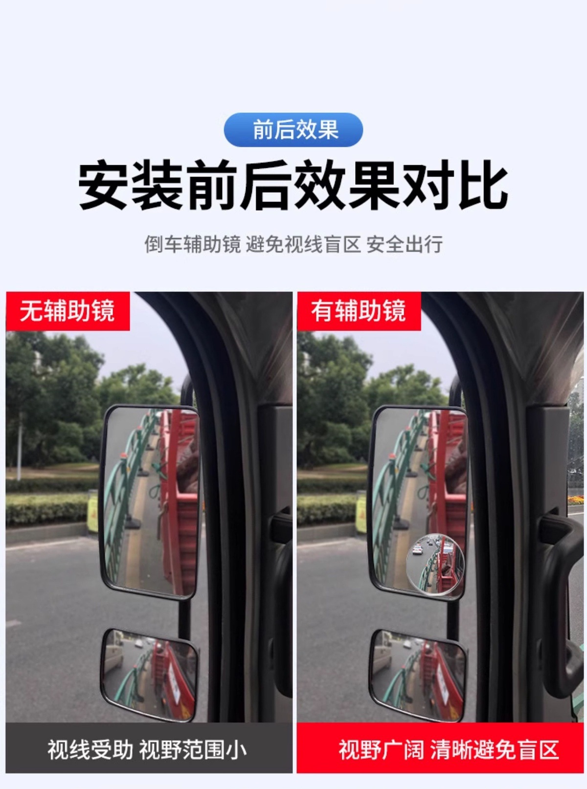 Large Truck Rearview Mirror, Small Round Mirror, Large Truck Ultra-Clear Car Wide-Angle Blind Spot Reflector, Large Bus Auxiliary Rearview Mirror
