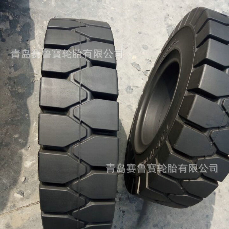 侧孔式配腹板工程机械轮胎7.50-16实心叉车轮胎 7.60-16 可配钢圈