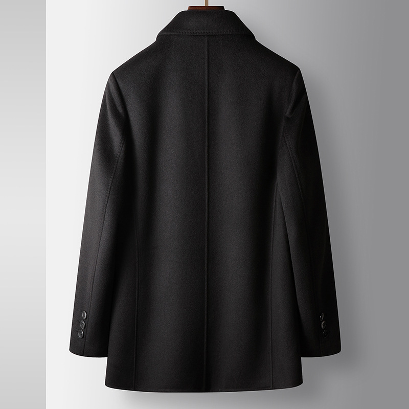 Men's Clothing autumn and winter executive lapel business detachable Silk cotton vest middle aged and young people double sided woolen coat_voghion.com