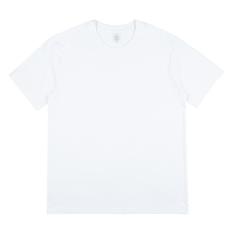 Verano color sólido 230g camisa de fondo de algodón pesado personalizado blanco casual salvaje cuello redondo camiseta de manga corta mujer