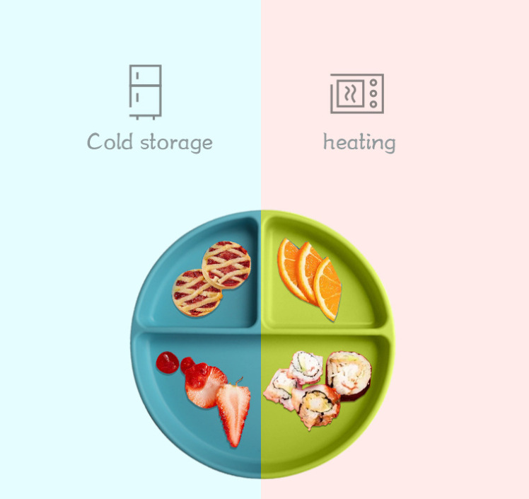 现货眼睛笑脸餐盘 silicone divided smile face baby plate