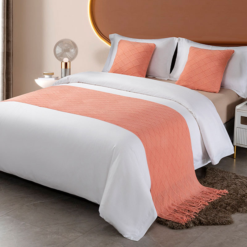 Bandera de cama toallas de cola de cama residencial hotel de lujo cubierta de cama doméstica nueva habitación modelo chino toallas de cama de color sólido
