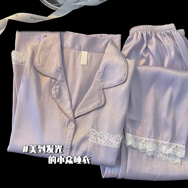 Twill lace purple suit